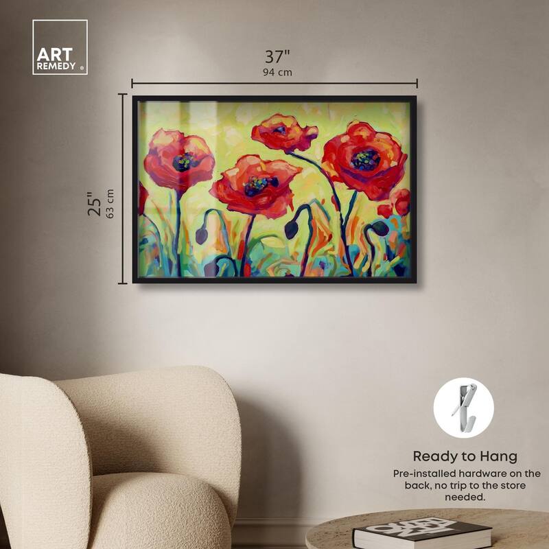 Red Poppy Field II Shadowbox by Art Remedy