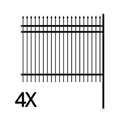 ALEKO Rome Style Self Unassembled Steel Fence 6' x 6' Black Lot of 4