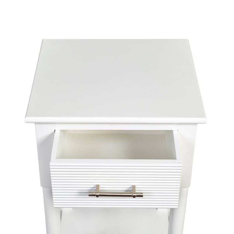 Azalea Park Ribbed Drawer Wood Accent Table with Shelf - 14 W x 13.40 D x 28 H