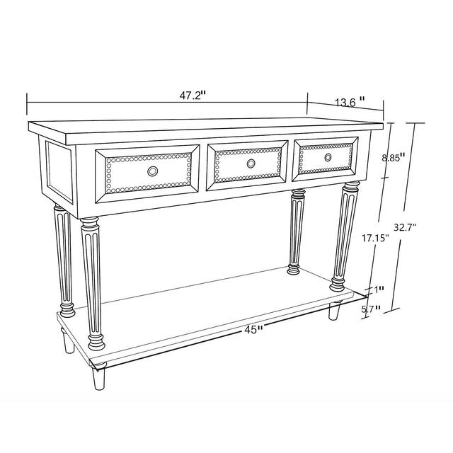 Farmhouse Distressed Wood and Metal 3-Drawer Console Table