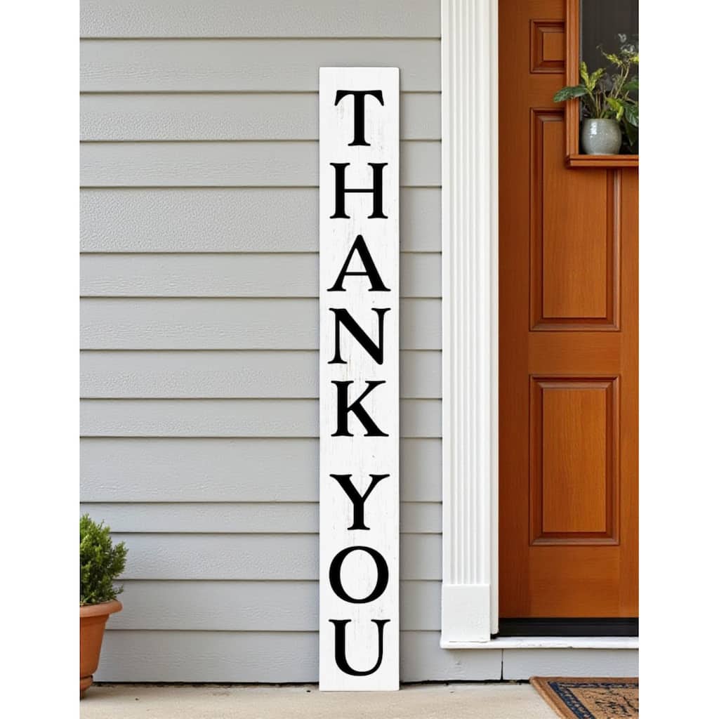 HomeRoots 72" Black And White Solid Wood Thank You Porch Sign