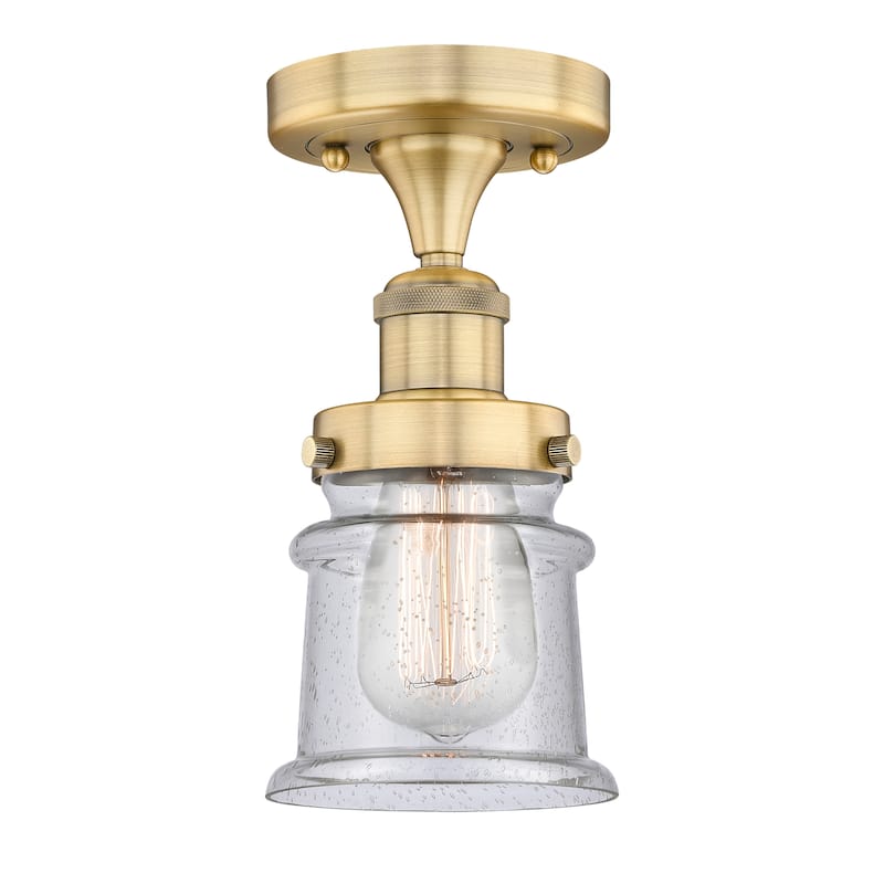Innovations Lighting Canton - 1 Light 5" Semi-Flush Mount - Brushed Brass/Seedy
