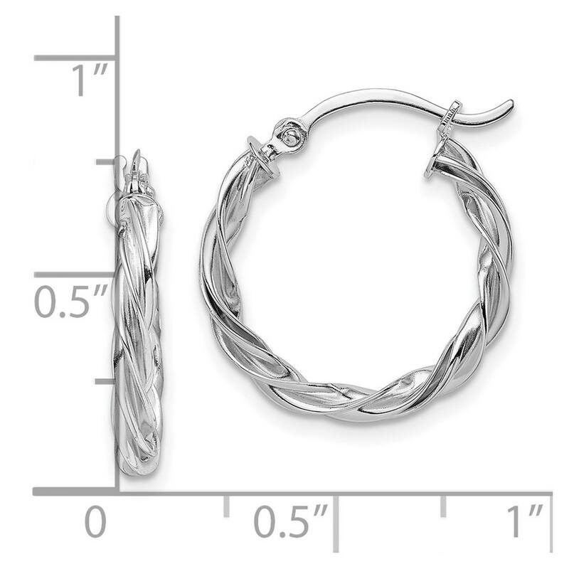 Curata 10k White Gold Polished Twisted Hoop Earrings - 20.5x19.25mm