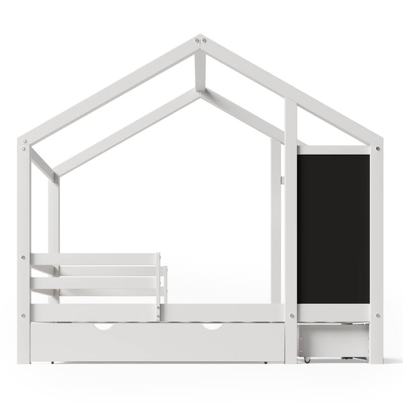 Full House Bed with Blackboard and Drawers, Two Assembly Options