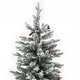preview thumbnail 5 of 7, Pre-Lit LED 5ft Snow Flocked Artificial Christmas Tree with Red Berries and Metal Pot - 60" H x 25.5" W x 25.5" D