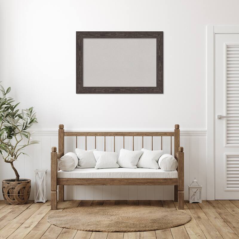 Bridge Black Wood Framed Grey Corkboard Bulletin Board