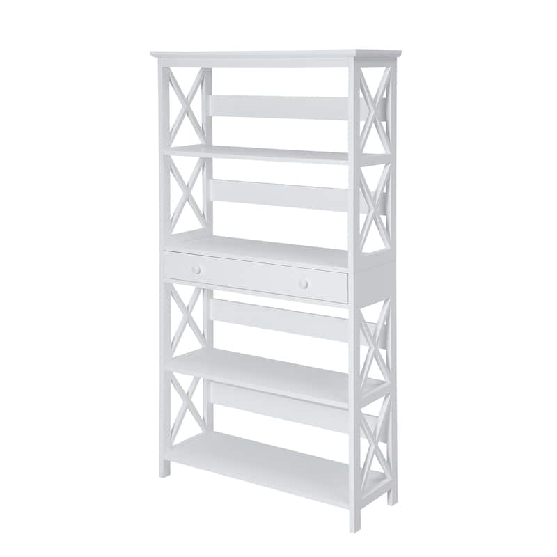 5-Tier Bookcase with Drawer for Open and Concealed Storage in a Contemporary Style - 31.5