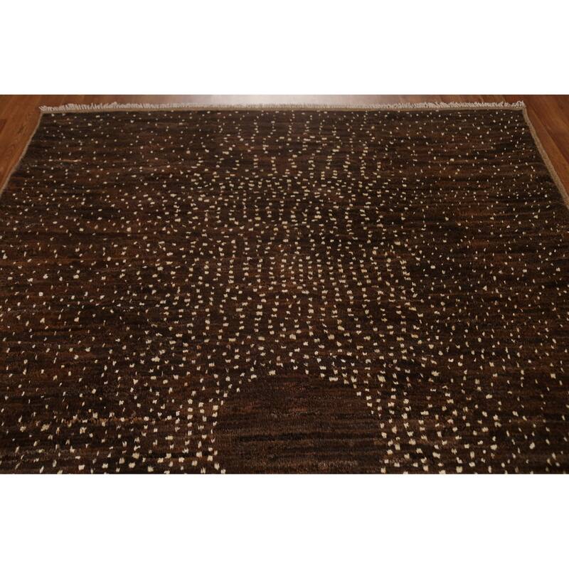 Brown Tribal Moroccan Oriental Area Rug Hand-knotted Wool Carpet - 5'11" x 9'0"