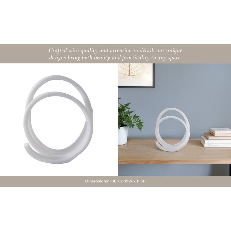 Resin Loopy Spiral Sculpture Decorative Object Glam Accent - 12" White - 10" x 7.09" x 11.6"