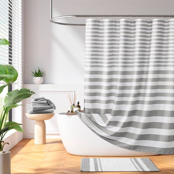 slide 2 of 41, Madison Park Ariana Ombre Waffle Shower Curtain