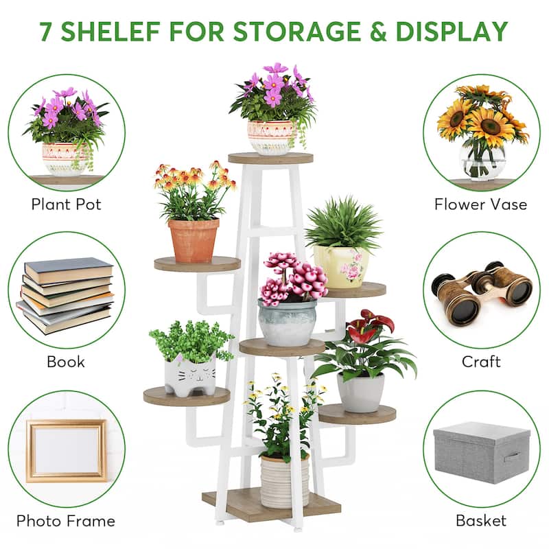 7 Tier Plant Stand Indoor, Tall Plant Shelf for Multiple Plants, Wooden Corner Plant Pots Holder Rack Flower Stand Shelf