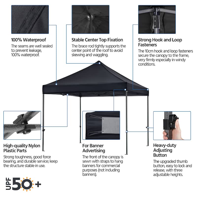 Yaheetech Adjustable Commercial Pop-up Canopy with Wheeled Carry Bag