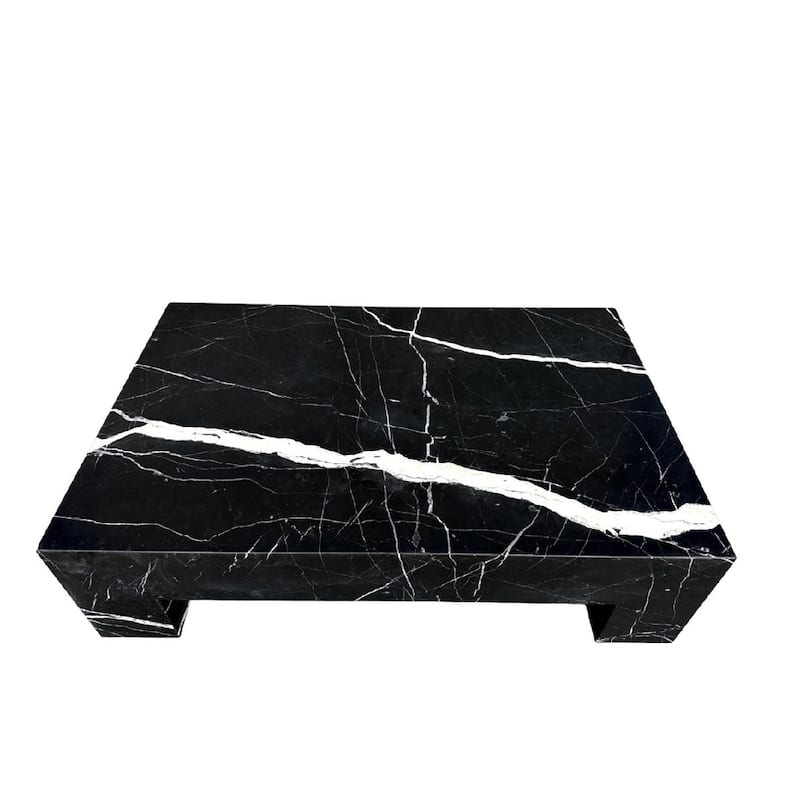 BETACH Genuine Marble Block Coffee Table - Nero Black Marble - 43" with Legs