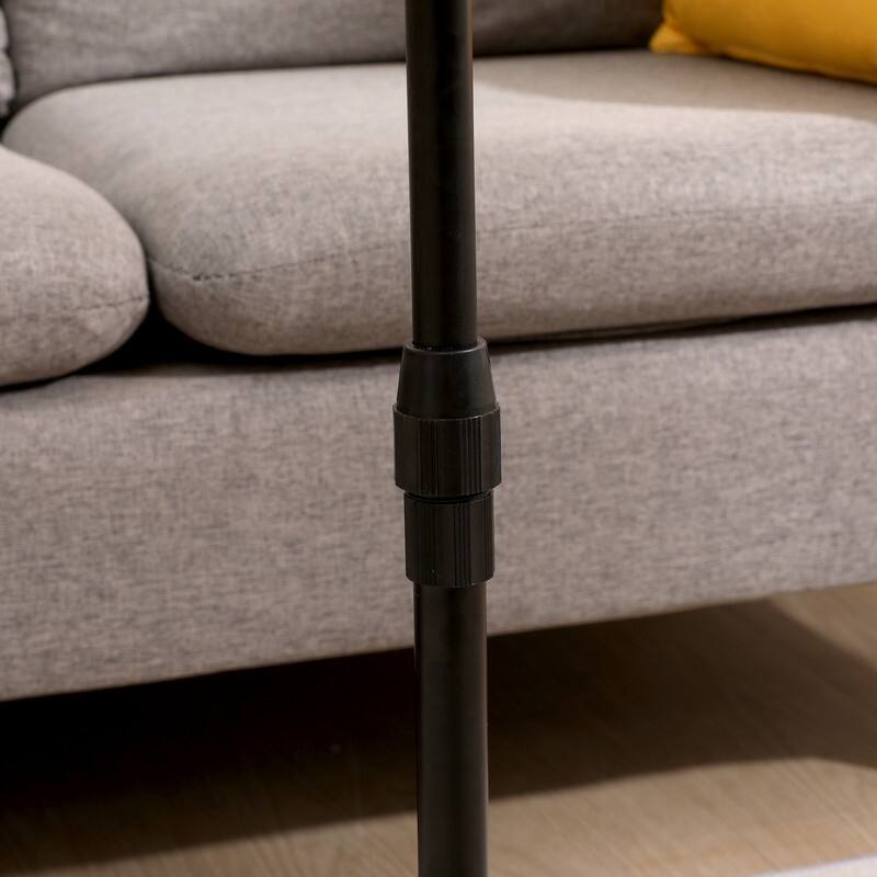 Adjustable Bamboo Sofa Tray Table with Rotating Stand & Storage