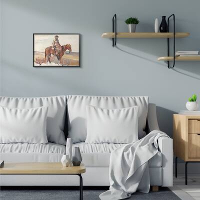 Stupell Cowboy Fields And Farm Western Painting Framed Wall Art
