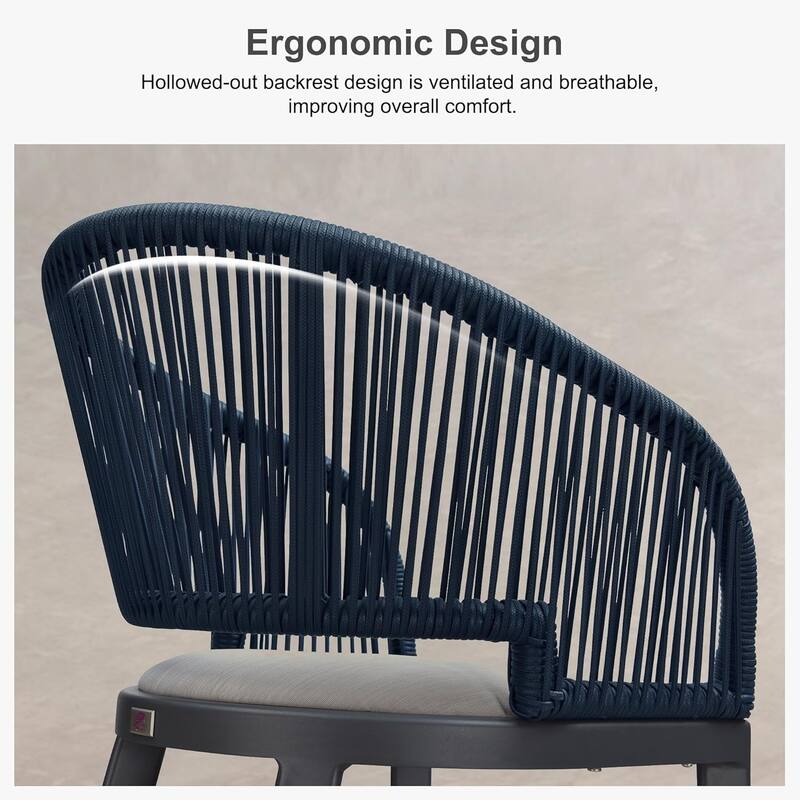 PURPLE LEAF Outdoor Bar Stools Chair Set of 2, All Weather Rattan and Aluminum Patio Bar Stool with Cushion