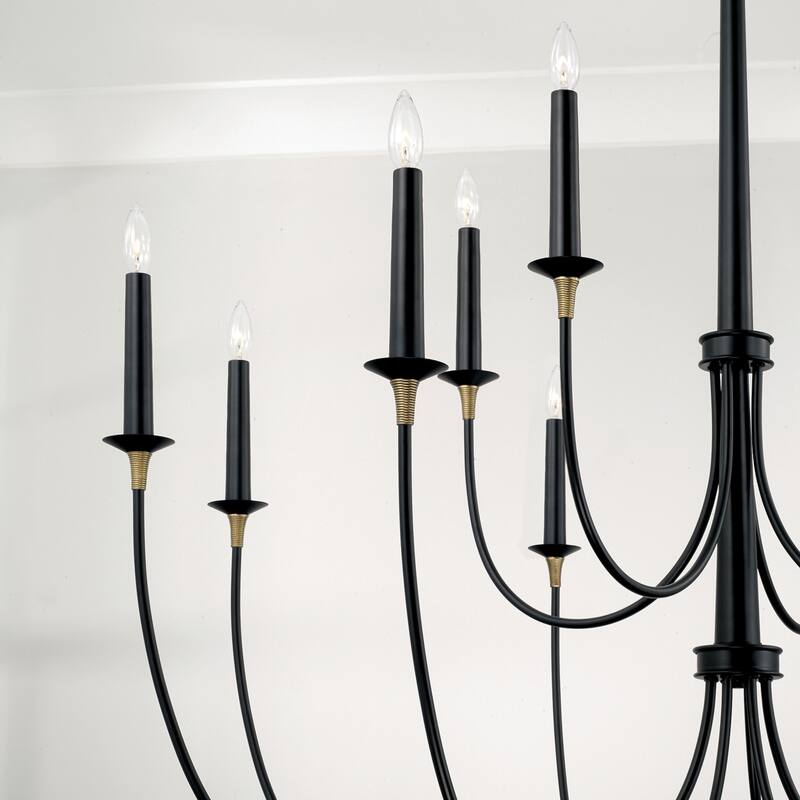 Amara 12-light Matte Black/ Brass Grand Chandelier