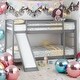 preview thumbnail 2 of 13, Space-saving Design Low Bunk Bed with Slide,Twin over Twin Bunk Bed with Convertible Slide and Ladder