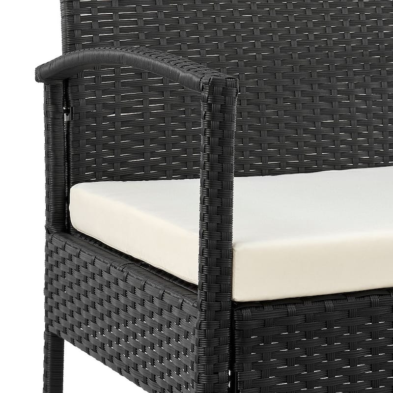 Manhattan Comfort Noli Steel Rattan 3-Piece Patio Conversation Set with Cushions