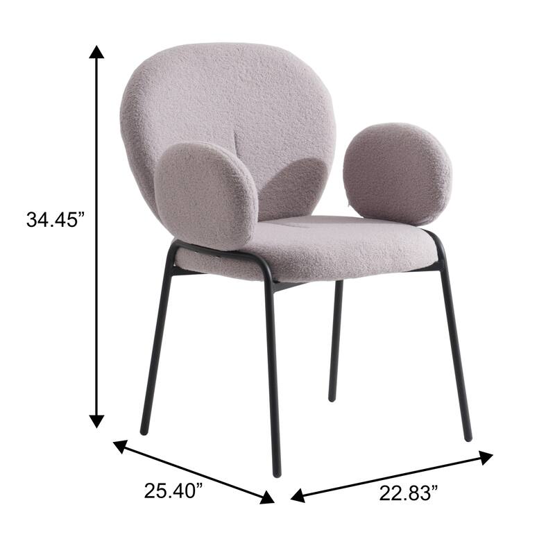 Celestial Modern Boucle Upholstered Accent Side Dining Chairs with Black Iron Legs for Living/Dining Room (Set of 4)