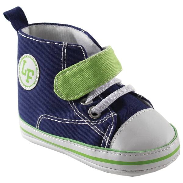 slide 1 of 1, Luvable Friends Baby Boy Crib Shoes, Blue Hi-Top 0-6 Months - Blue Hi-Top
