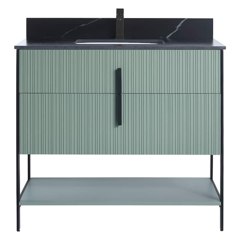 Fine Fixtures Serenity Modern Bathroom Vanity with Black Sintered Stone Top