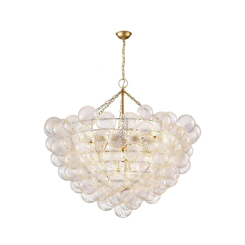 Gold Bubble Ball Chandelier, LED Pendant Light with Glass Globes