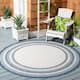 SAFAVIEH Courtyard Vickie Indoor/ Outdoor Waterproof Patio Backyard Rug - 6'7" x 6'7" Round - Ivory/Navy