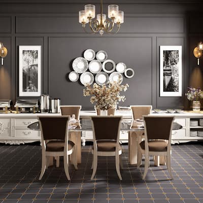 Merola Tile Vaudeville Octagon Antracita with Taco Marron 7-7/8" x 7-7/8" Porcelain Floor and Wall Tile