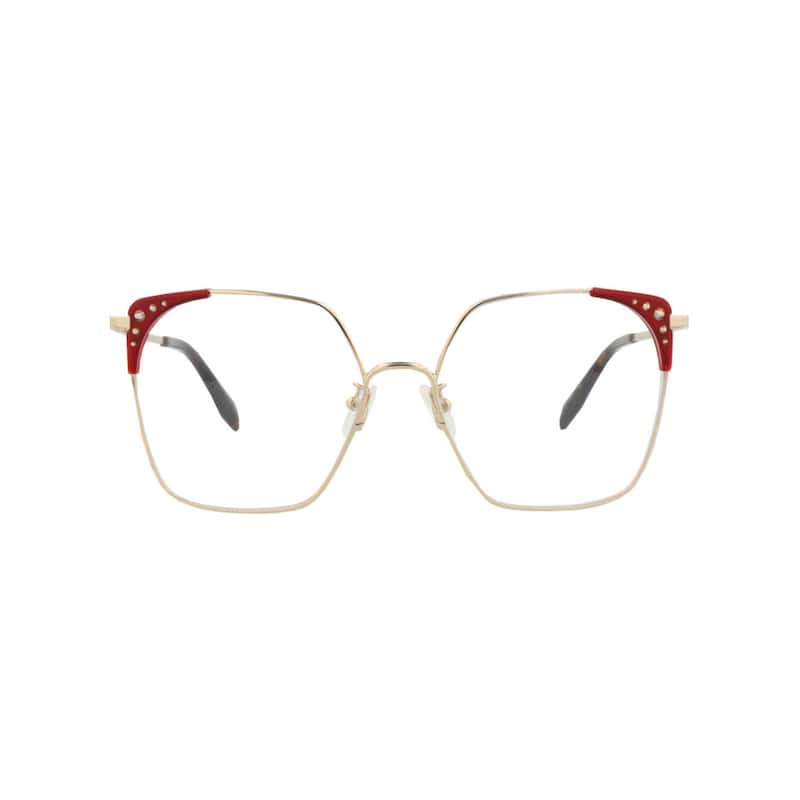 Alexander McQueen Square-Frame Metal Optical Frames - Gold Gold Transparent - Gold