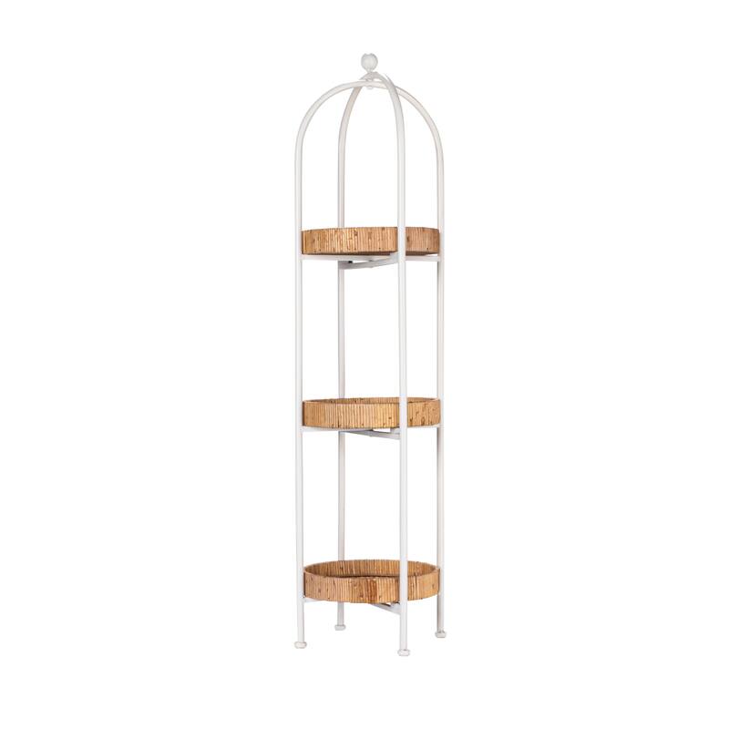 Arched Metal Plant Stand or Shelf with Removable Rattan Trays