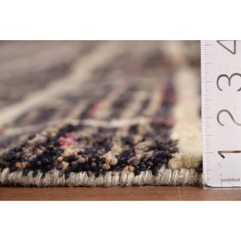 Checkered Moroccan Oriental Large Area Rug Hand-Knotted Wool Carpet - 10'0" x 15'0"