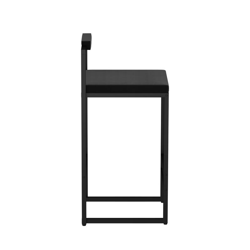 Modern Velvet Upholstered Bar Stools with Black Frame Set of 2