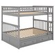 preview thumbnail 16 of 18, Full over Full Bunk Bed with Drawers and Fence-Shaped Guardrails