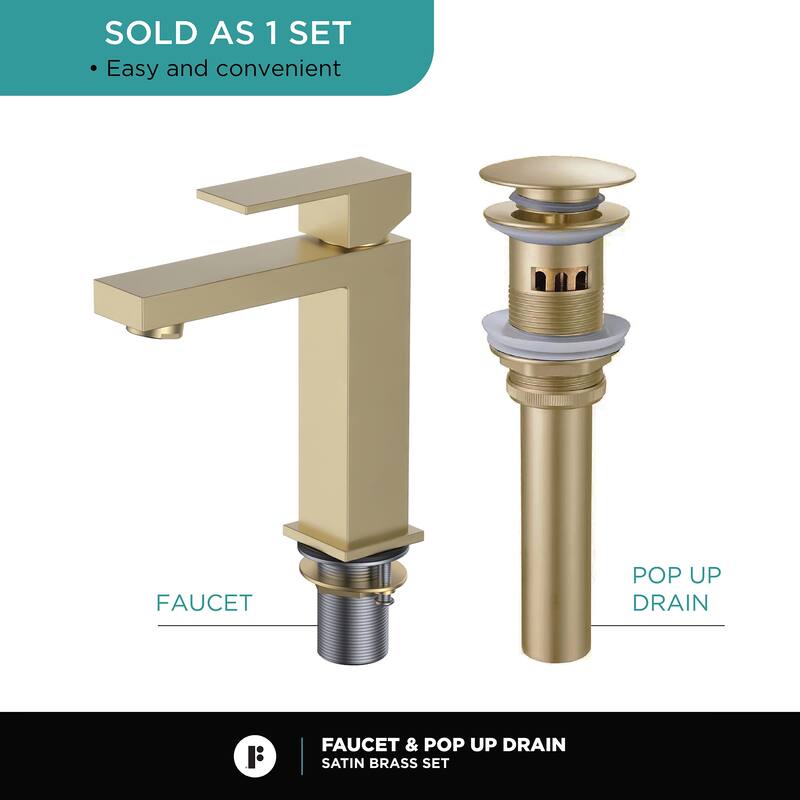 Fine Fixtures Modern Single Hole Bathroom Sink Faucet with Pop-up Drain and Strainer Basket