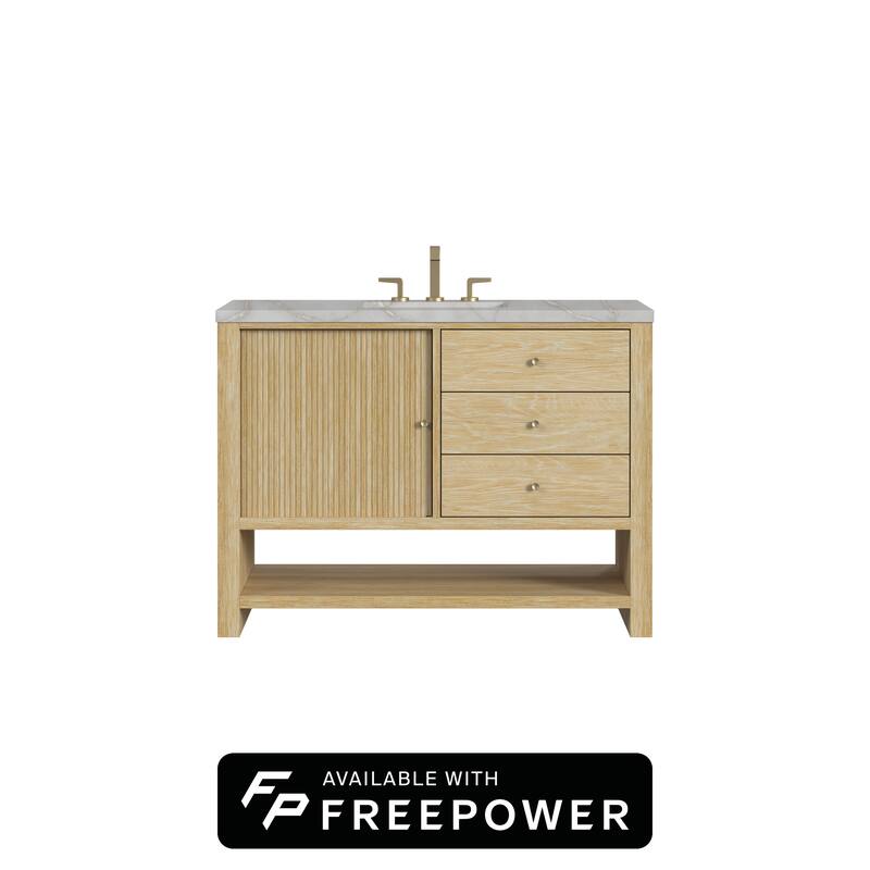 Marigot 48" Single Vanity, Sunwashed Oak w/FreePower Wireless Charger