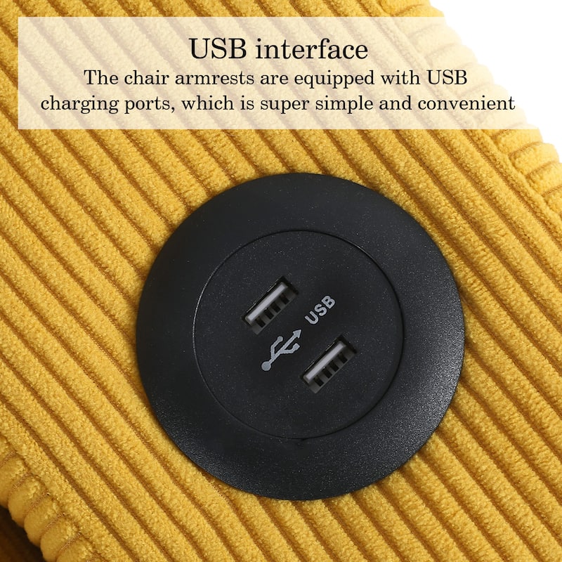 3-in-1 Corduroy Sleeper Sofa Pull-Out Bed Convertible Adjustable Loveseat with USB Port