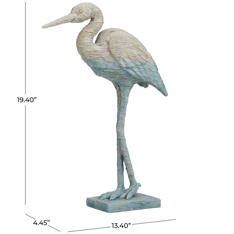 Light Blue Polystone Textured Ombre Flamingo Decorative Sculpture