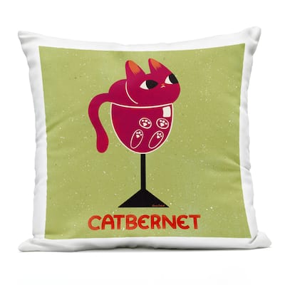 Stupell Catbernet Cat Wine Printed Outdoor Throw Pillow Design by Carrie Cantwell
