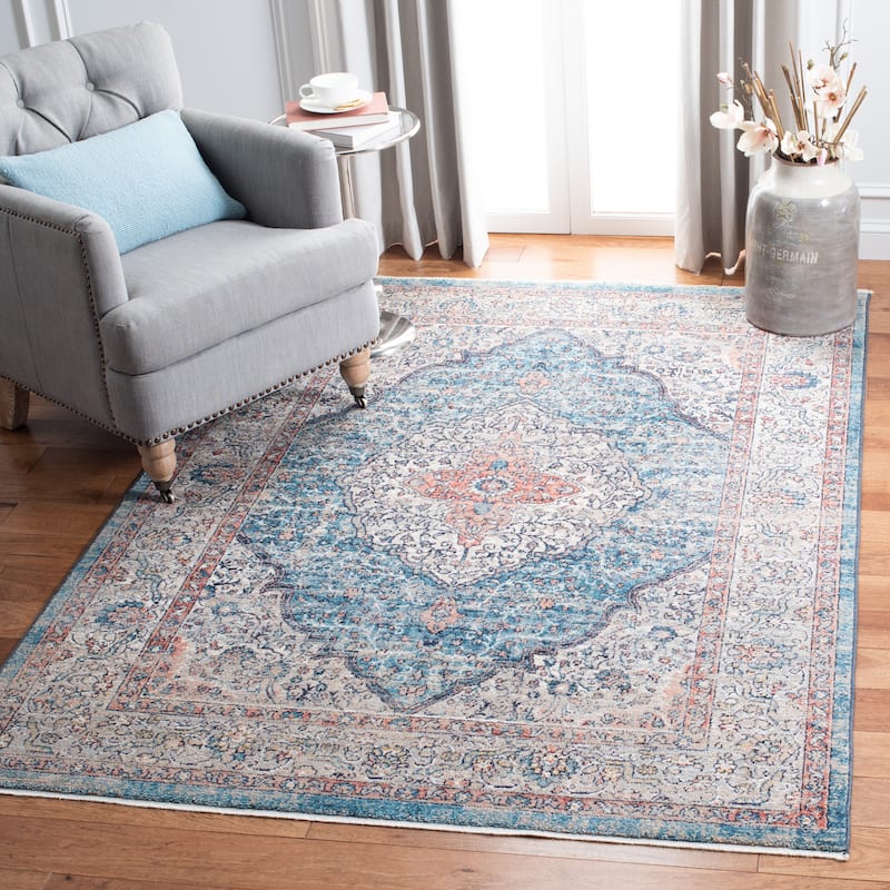 SAFAVIEH Madison Rajka Shabby Chic Distressed Rug - 8' x 10' - Beige/Blue