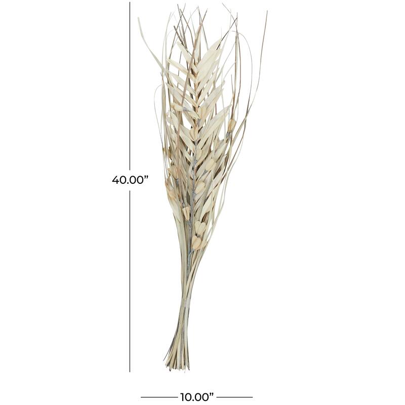 Beige or Light Brown Dried Plant Handmade Tall Floral Grass Bouquet Palm Leaf Natural Foliage