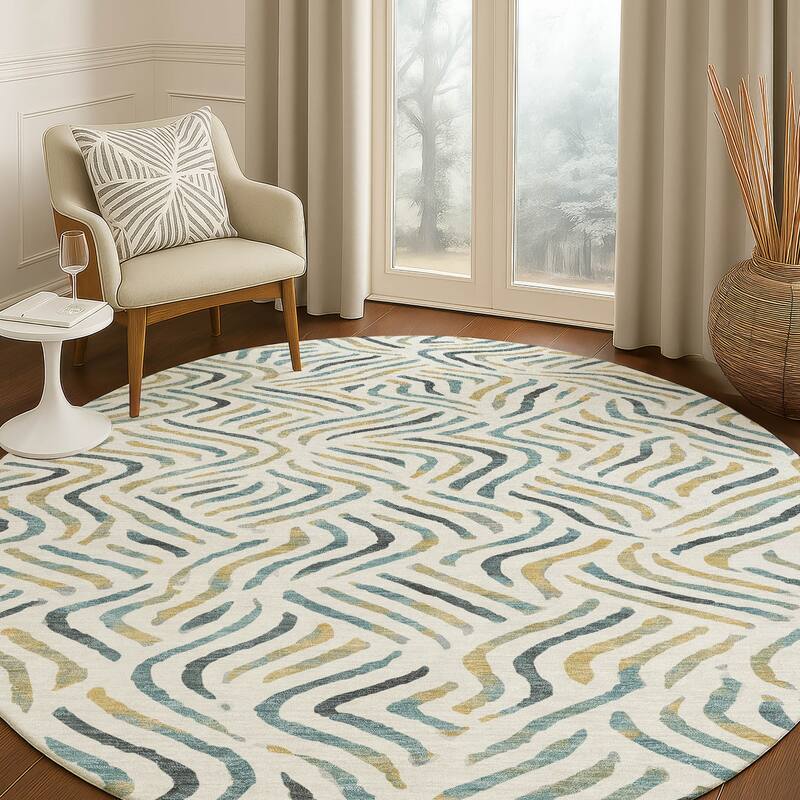 Machine Washable Indoor/ Outdoor Modern Jamie Chantille Rug