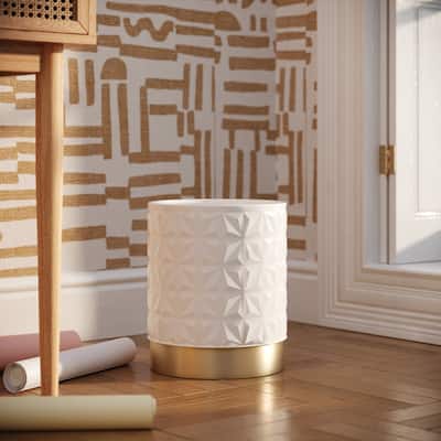 Zoe Glam Indoor Metal Waste Basket With Gold Base