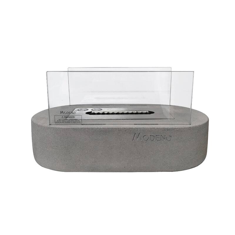 Envelor Indoor Outdoor Concrete Bioethanol Tabletop Fireplace Table Top Firepit Outdoor Patio Fire Place - 13.8 x 7.1 x 6.7-in - Light Grey