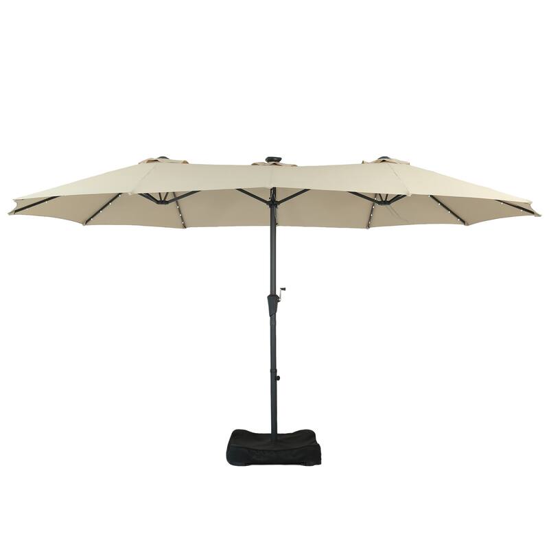 Autlaycil 15ft Retangle Patio Umbrella with Solar Lights & Base