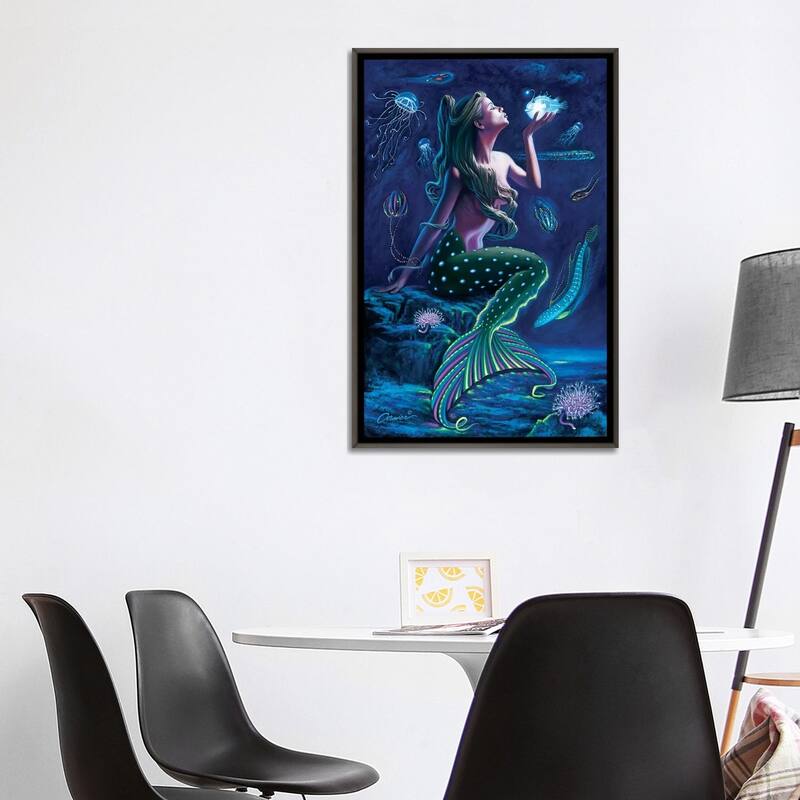 iCanvas "Bioluminescent Mermaid" by Wil Cormier Framed
