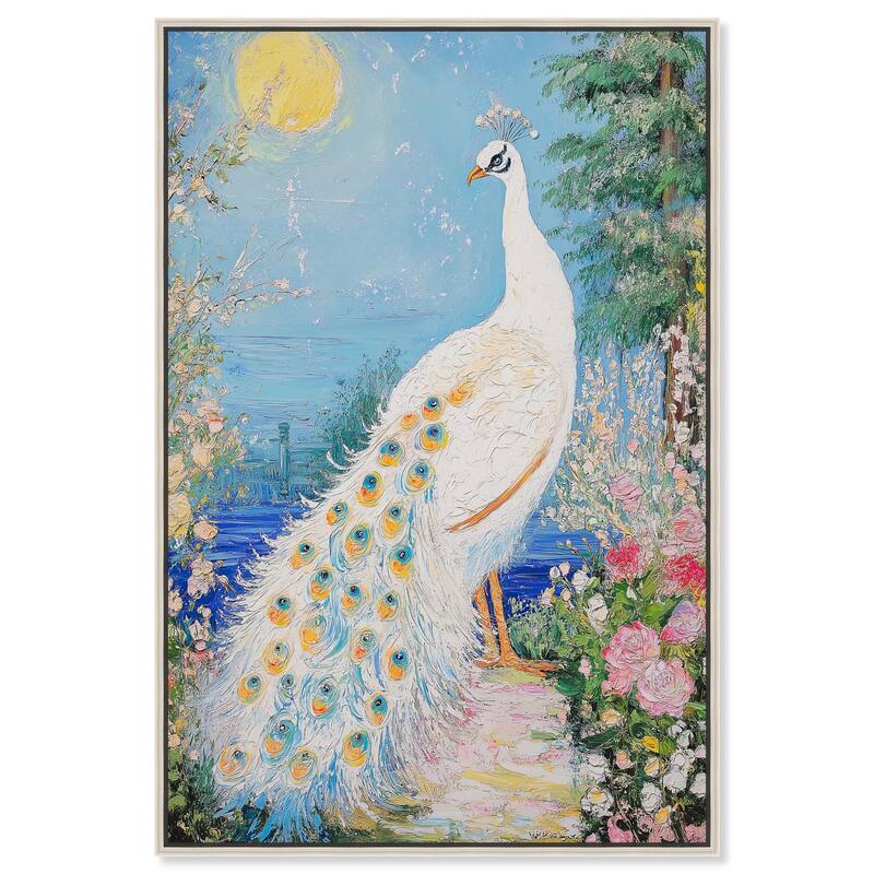 Peacock in Paradise Canvas by Art Remedy - Silver - 20" x 30"