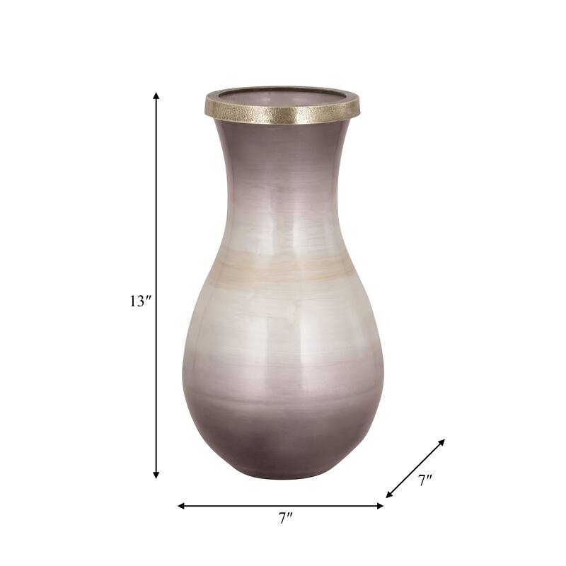 Sagebrook Home Glass Vase with Metal Accent - Elegant Decor Accent Piece