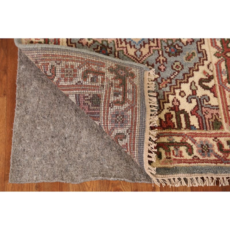 Geometric Heriz Serapi Indian Runner Rug Handmade Wool Carpet - 2'5" x 10'1"