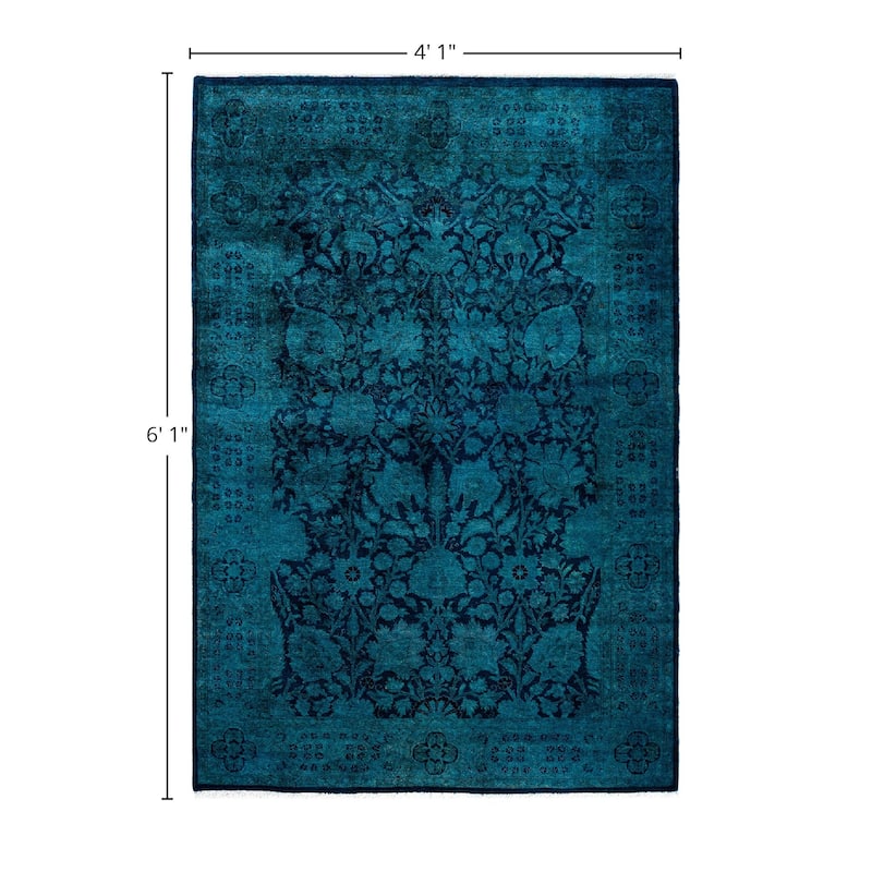 Fine Vibrance One-of-a-Kind Hand-Knotted Area Rug - Blue, 4' 1" x 6' 1" - 4' 1" x 6' 1"